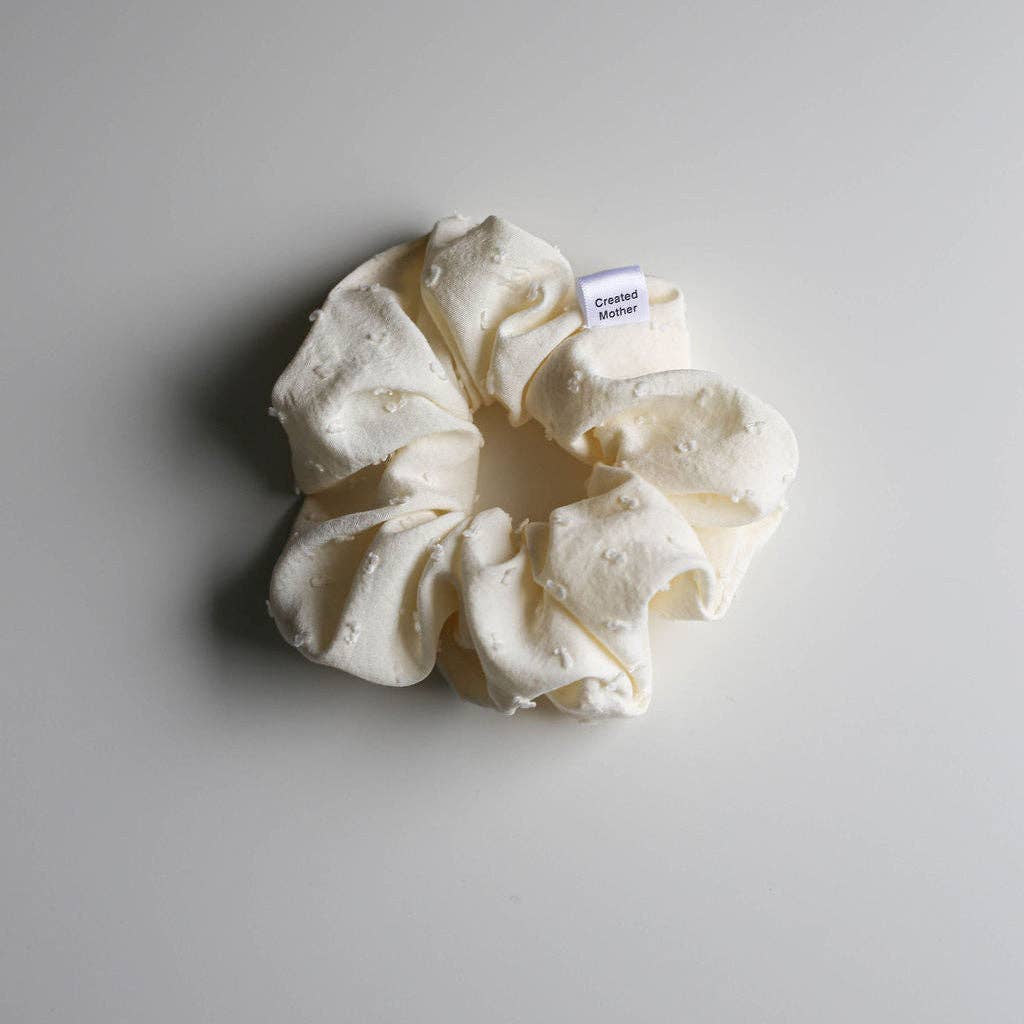 Soft Cream Embroidered Scrunchies