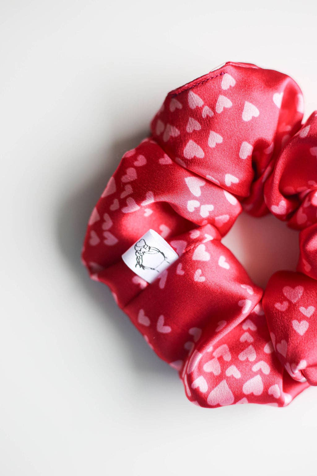 Satin Pink Heart Scrunchies