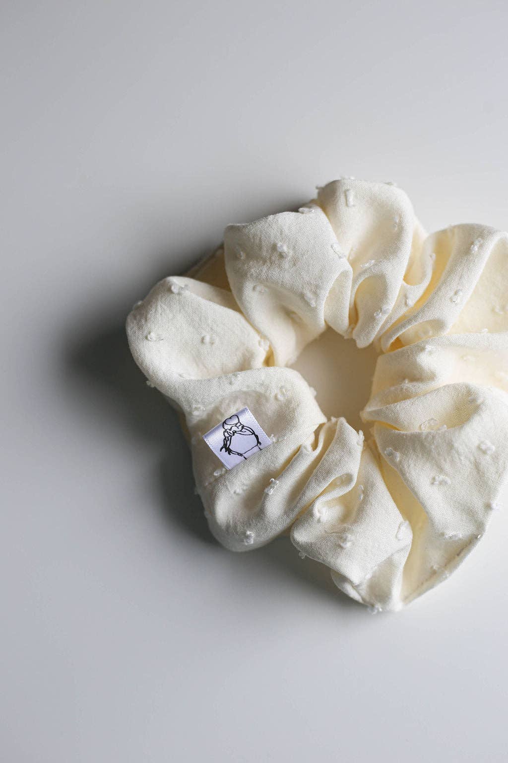 Soft Cream Embroidered Scrunchies