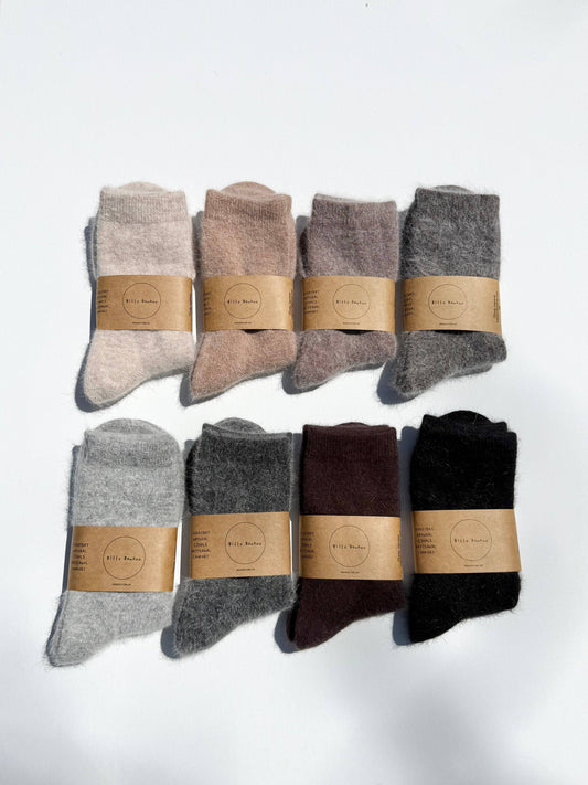 FLUFFY ANGORA SOCKS - NEUTRAL